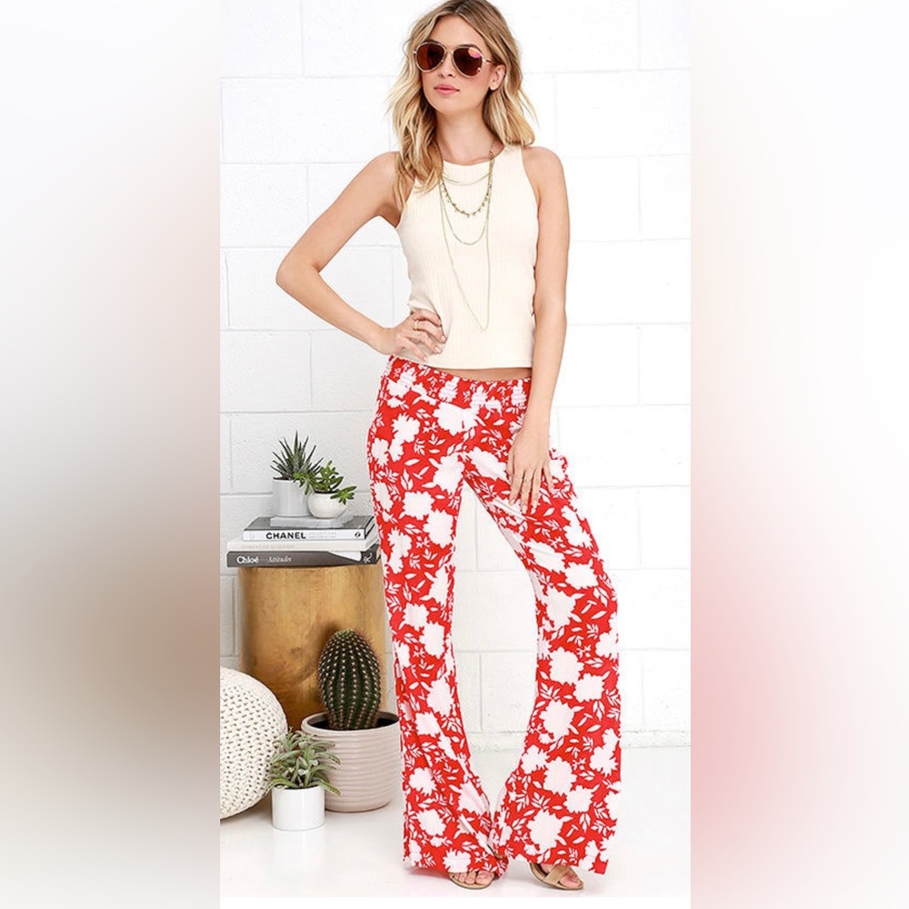 Billabong Beach Retreat Coral Red Print Pants!